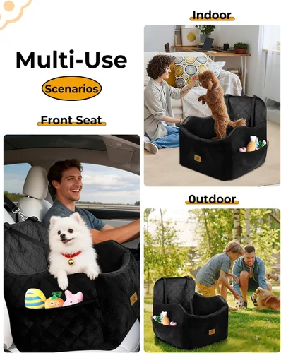 Miniatura 7 de Asiento de automóvil para perros pequeños/medianos, desmontable y lavable, asiento elevador de perro de menos de 35 libras, espuma viscoelástica