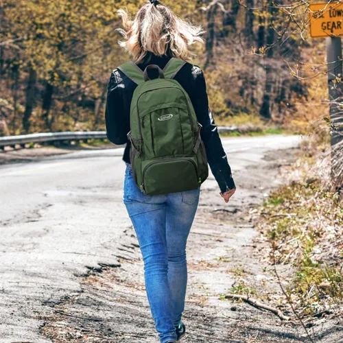 Miniatura 8 de G4Free Mochila de senderismo plegable ligera 40L, mochila de viaje impermeable Verde militar