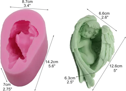 Miniatura 2 de Molde de silicona para velas de ángel durmiente, molde de jabón de silicona Baby Angel para fondant, molde para hornear pasteles de chocolate