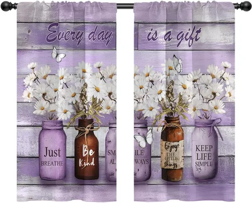 Miniatura 33 de Cortinas de cocina de estilo granja occidental con bolsillo para cortinero, pequeñas y cortas, estilo café rústico, cabaña, puerta de granero