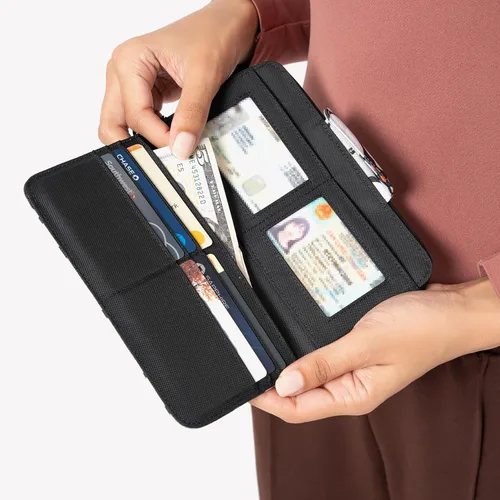 Miniatura 64 de Sherpani Tulum, cartera grande de nailon con cremallera alrededor, cartera con tarjetero organizador para mujer