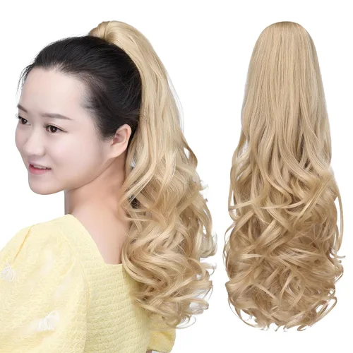 Miniatura 57 de Extensión de cola de caballo negra con clip de garra, ondulada, 10 pulgadas, 3.5 onzas, sintético, como verdaderos, postizos, para mujer, Yaki