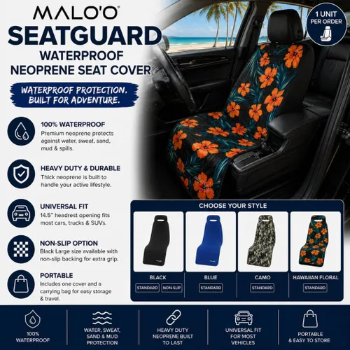 Miniatura 2 de Malo'o Funda impermeable para asiento de automóvil, protector universal de asiento de neopreno para automóviles, camiones y SUV, protege contra