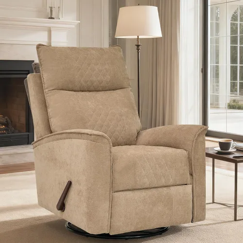 Miniatura 11 de Silla reclinable giratoria para adultos, silla mecedora, pequeña reclinable giratoria para espacios pequeños, sala de estar, dormitorio, caravana
