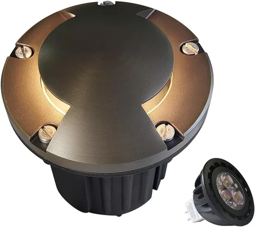 Miniatura 19 de MALORY Luces de Paisaje de Bajo Voltaje, (4.6''A) Cubierta Superior de Latón 12V Luces Empotradas en el Suelo para Exteriores, Iluminación LED