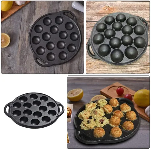 Miniatura 2 de Cabilock Mini moldes para tartas de hierro fundido Caracol Escargot Plate 15 agujeros de compartimiento molde negro para panqueques