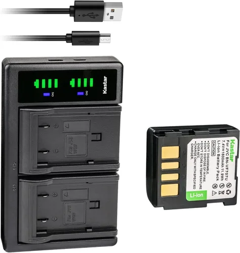 Kastar Paquete de 1 batería BN-VF707 y LTD2 cargador USB de repuesto para JVC GZ-MG21ZEZ GZ-MG21U GZ-MG21US GZ-MG22 GZ-MG22AG GZ-MG22AS GZ-MG22ER
