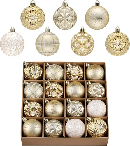 Miniatura 8 de Valery Madelyn Adornos para árboles de Navidad, 9 unidades, 2.36 pulgadas, negro y dorado, irrompibles, adornos de bola colgante de lujo