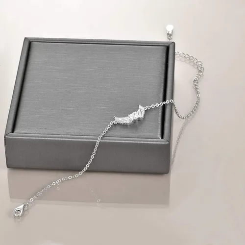 Miniatura 3 de YFN - Pulsera de alas de ángel de la guarda de plata de ley con forma de corazón para mujeres y niñas