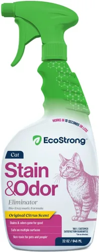 Eco Strong Eliminador de manchas y olores de gatos | Neutralizador de olores de orina enzimática – Quitamanchas para alfombras, cajas de arena, ropa