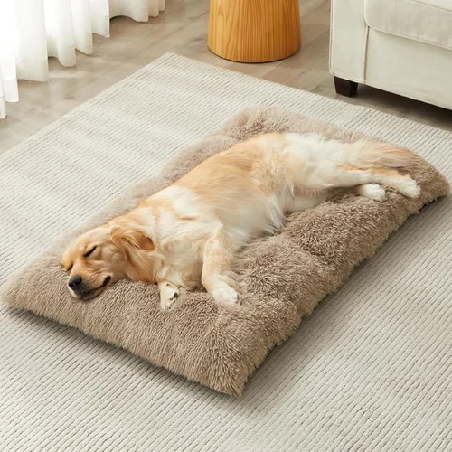 BFPETHOME Camas para Perros Grandes, Cama de Felpa para Jaula de Perro Mullida y Acogedora Almohadilla para Perrera para Dormir y Aliviar la