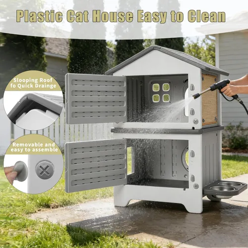 Miniatura 5 de Casa aislada para gatos al aire libre con forro
