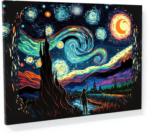 Miniatura 55 de Sense Canvas Pop Art The Starry Night 20 - Lienzo decorativo para decoración del hogar, póster grande de 40 x 30 pulgadas, 0.75 pulgadas