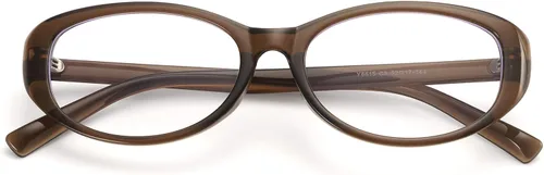 Miniatura 2 de Dollger Lentes de bloqueo de luz azul para mujer, con marco ovalado retro de moda, gafas pequeñas de ojo de gato Marrón