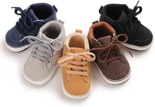 Miniatura 6 de BENHERO Baby Girls Boys PU Leather Shoes Toddler Infant First Walker Soft Sole High-Top Ankle Sneakers Newborn Crib Shoes