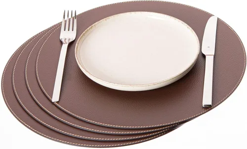 Miniatura 11 de Nikalaz Nikalaz - Juego de 4 manteles individuales redondos de cuero reciclado de 15 pulgadas, decoración de mesa de comedor y cocina (negro)