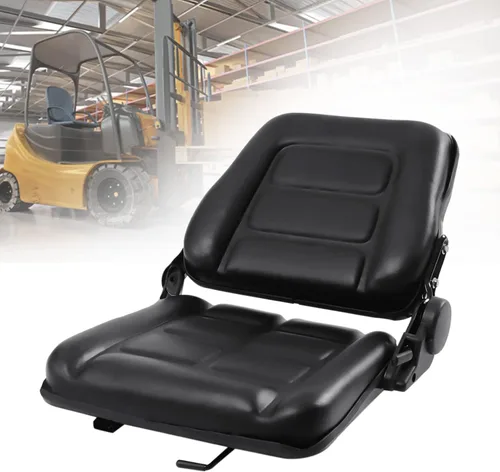 Miniatura 8 de OUKANING Asiento universal para carretilla elevadora, PVC negro, parte trasera de ángulo ajustable, 2 toboganes, compatible con tractor, excavadora