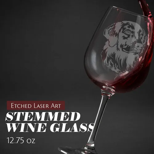 Miniatura 2 de Copa de vino de 12.75 onzas con diseño de perro grabado , G, Golden retriever