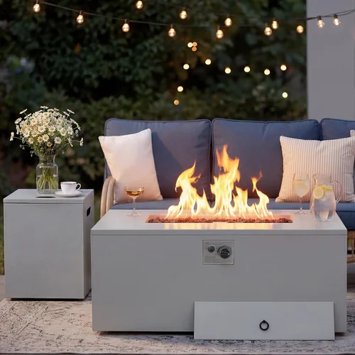 Miniatura 21 de ECOTOUGE Mesa de cubierta de tanque de propano, 15.5 pulgadas para mesa de fuego, mesa oculta cilíndrica para exteriores para fogata de gas
