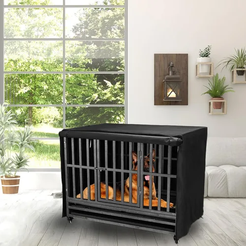 Miniatura 6 de Funda resistente para jaula de perro de 42 pulgadas, tela Oxford 600D, resistente al sonido, impermeable, apta para jaulas de perro con ventana