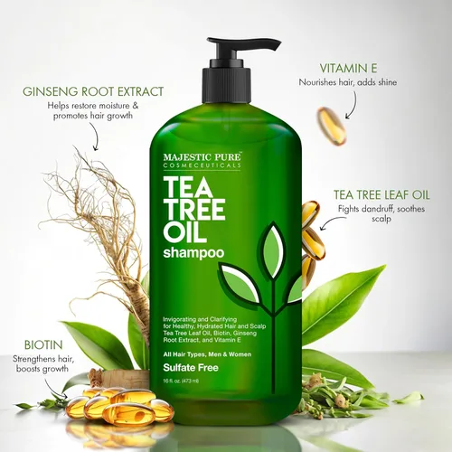 Miniatura 2 de Majestic Pure Champú de Árbol de Té para Hombres y Mujeres - 16 onzas líquidas - Fórmula Hidratante Combate la Caspa, Piojos y Cuero Cabelludo