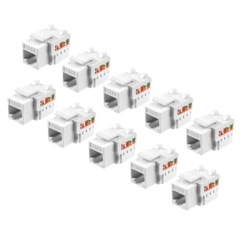 TENINYU Paquete de 10 conectores RJ45 Keystone Jack 568A/568B, adaptador Keystone compatible con conector Cat 6/5e/5, conector Keystone Cat6,