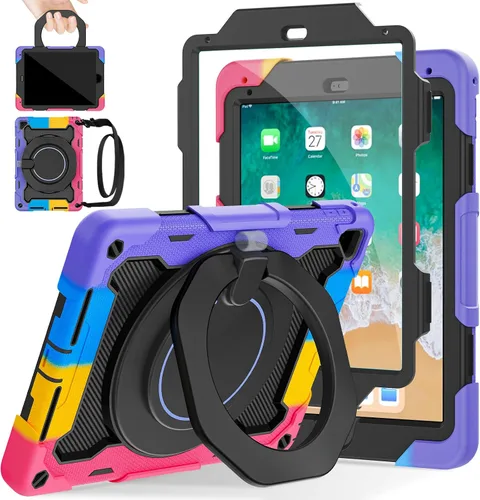 Miniatura 14 de ROISKIN Funda para iPad de 6ª y 5ª generación de 9.7 pulgadas, Pro 9.7, Air 2 con soporte giratorio 360 y correa de mano