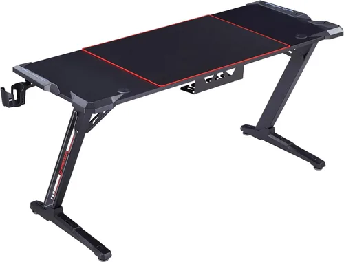 Miniatura 14 de Homes: Inside + Out Kindira - Escritorio moderno de acero para juegos con puertos USB, alfombrilla de mouse de PC y portavasos giratorio