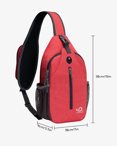 Miniatura 82 de WATERFLY Bolsa pequeña de senderismo: mochila cruzada para el pecho, mochila para hombres y mujeres con correa de hombro agradable a la piel
