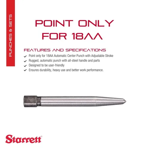 Miniatura 2 de Starrett Punzón central automático con carrera ajustable, solo punta, ideal para carpinteros y mejoras para el hogar, funciona con todos los 18AA