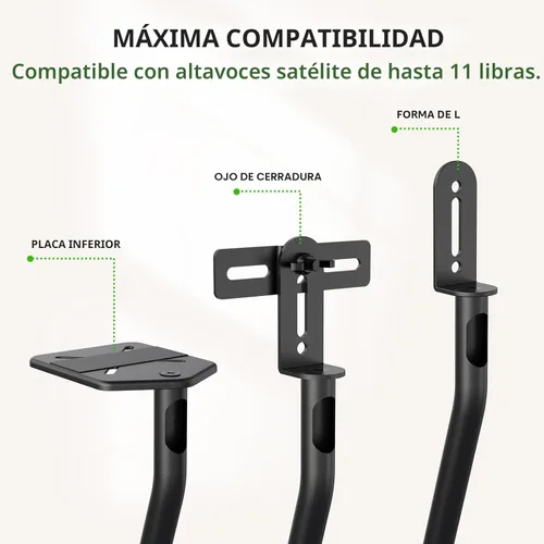 Miniatura 4 de USX MOUNT Soportes universales para altavoces, altura ajustable que se extienden de 30.0 a 39.1 pulgadas para altavoces satelitales y altavoces
