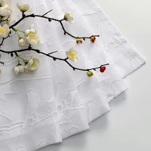 Miniatura 5 de OVZME Anji Bird Cortinas traslúcidas blancas de 45 pulgadas de largo, juego de 2 paneles para ventana pequeña, cortinas de privacidad con bolsillo
