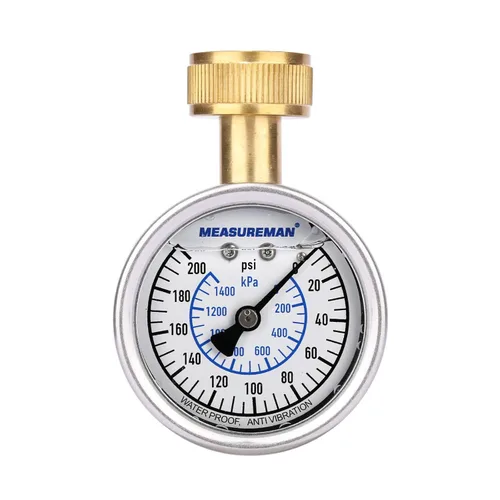 Miniatura 10 de Measureman - Manómetro de presión de agua de 0-200 psi, esfera de 2.5", medidor de presión para boquilla de manguera, probador de presión de agua