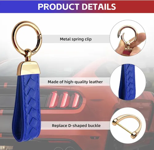 Miniatura 3 de NTNEV Llavero de cuero genuino para automóvil, llavero universal para automóvil, hecho a mano, rotación de 360 grados con anillo en D antipérdida, 2