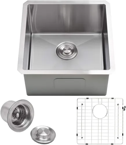 Miniatura 10 de VADANIA - Fregadero de barra de cocina de 20 pulgadas, 20"x18"x10", de un solo tazón, de montaje inferior, acero inoxidable calibre 18 T304, acabado