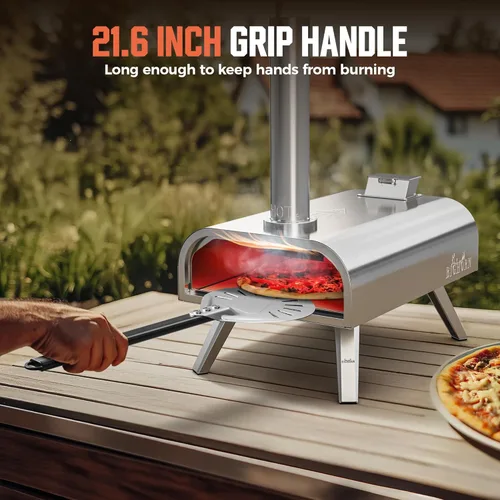 Miniatura 3 de BIG HORN OUTDOORS Pela de pizza – Pela de torneado de pizza de 7 pulgadas con aluminio anodizado antiadherente para torneado y horneado sin
