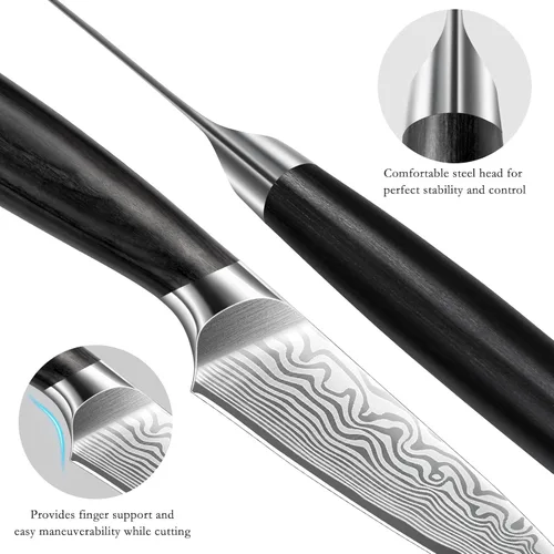 Miniatura 3 de HOSHANHO - Cuchillo de pelar de 3.75 pulgadas, cuchillos de cocina pequeños forjados de acero de polvo de alto carbono, cuchillo de fruta japonés