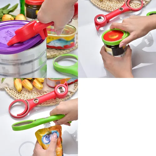 Miniatura 5 de Muellery Multifuncional 6 en 1 abridor de botellas tarro abrelatas comodidad fácil de usar hogar multi cocina herramientas verde CW00542Green