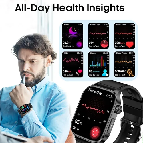 Miniatura 2 de Reloj Inteligente de Salud Avanzado para Hombres y Mujeres con Monitoreo en Tiempo Real de Frecuencia Cardíaca, Oxígeno en Sangre, Temperatura