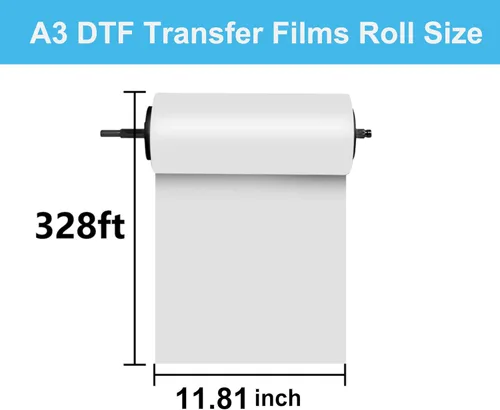 Miniatura 2 de Rollo de película de transferencia DTF de 11.81 pulgadas x 328 pies, rollo de papel de transferencia directa de PET mate directo a película