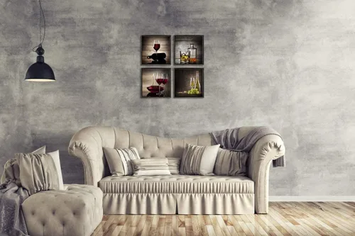 Miniatura 9 de Wieco Art Lienzo enmarcado para pared, diseño moderno de copas de vino tinto, 4 piezas, impresiones abstractas en lienzo, obras de arte