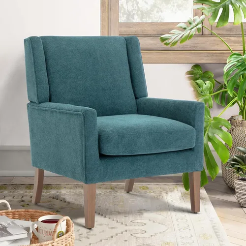 Miniatura 16 de COLAMY Juego de 2 sillas modernas con respaldo alto tipo wingback para sala de estar, sillón de acento tapizado en tela, silla de sofá individual