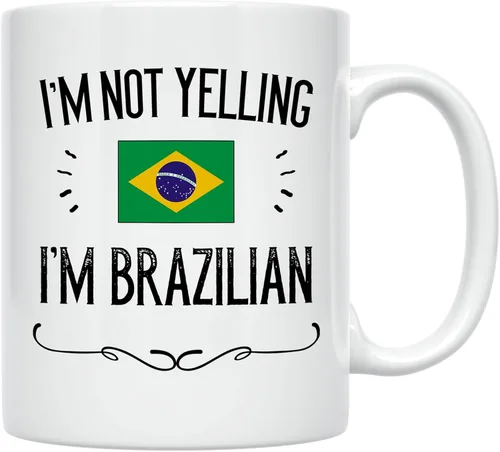 Casitika Recuerdo y regalos del orgullo brasileño. Taza de café de 11 onzas. Idea de regalo para esposa, marido, amigo o compañero de trabajo con la