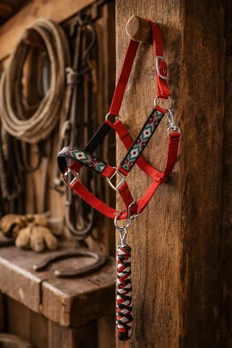 Miniatura 3 de CHALLENGER Nylon Horse Beaded Halter Nickle Plated Hardware w/Lead Rope Tack Blue 606175