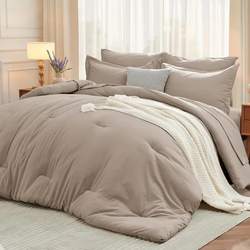 Miniatura 29 de MUXHOMO Juego de edredón de 5 piezas Twin XL, cama suave en una bolsa tamaño Twin XL, juego de ropa de cama para todas las estaciones con edredón