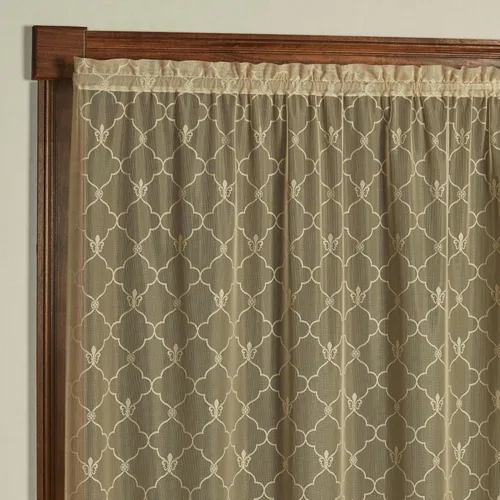 Miniatura 2 de Touch of Class Panel de cortina victoriana de encaje Fleur de Lis para ventana de poliéster - Oro antiguo - Panel de estilo europeo para ventanas