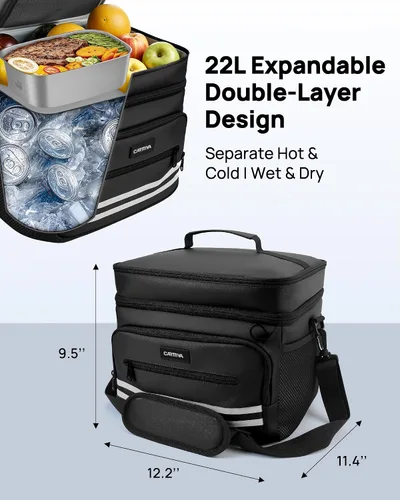 Miniatura 3 de Lonchera para mujeres y hombres, 26 L, 36 latas, bolsa de almuerzo grande con aislamiento térmico, doble cubierta a prueba de fugas, lonchera grande