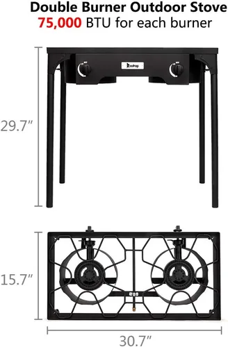 Miniatura 7 de HomVent Estufa de campamento al aire libre, cocina de gas propano de alta presión, estufa portátil de hierro fundido con patas desmontables, ideal