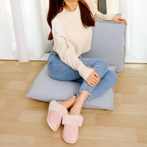 Miniatura 6 de Pantuflas para mujer, acogedoras y cálidas, de invierno, para casa, esponjosas, suaves, de espuma viscoelástica, cómodas, de piel sintética