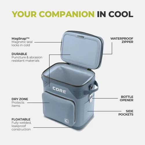 Miniatura 6 de CORE - Bolsa de enfriador suave a prueba de fugas magnética con cremallera impermeable Bolsa aislada enfriador portátil Mejor enfriador suave